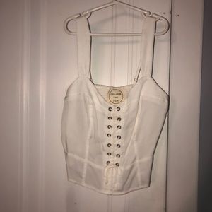 White corset crop top